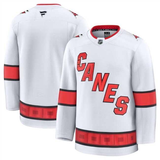 Men%27s Carolina Hurricanes Blank White 2024-25 Away Stitched Hockey Jersey Dzhi